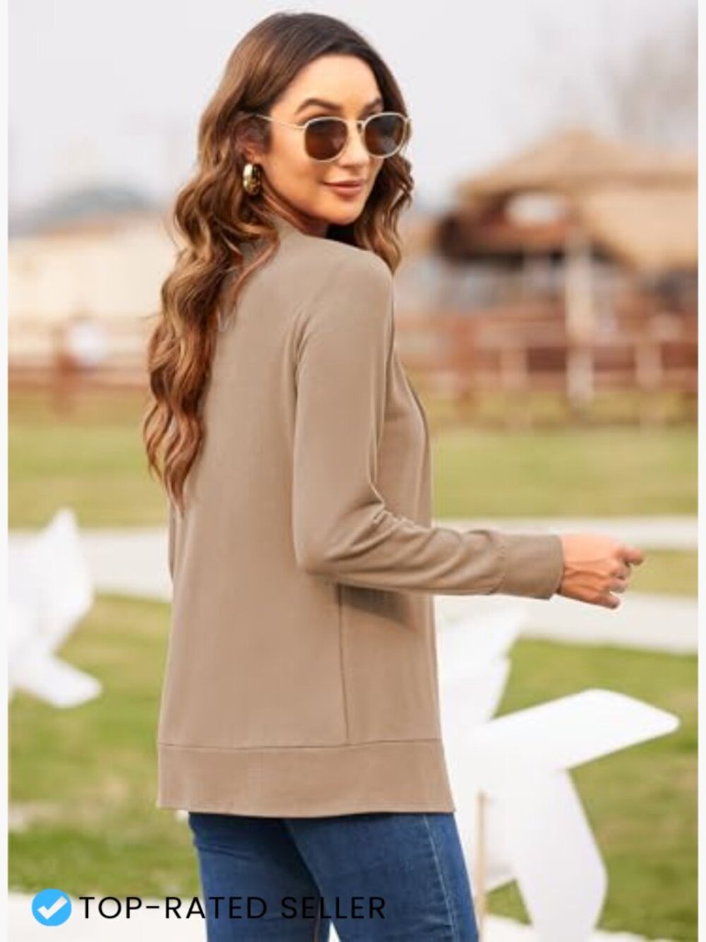 Casual Long Sleeve Cardigan Soft Knit Open Front Lightweight Chic Oversized - Picture 5 of 7